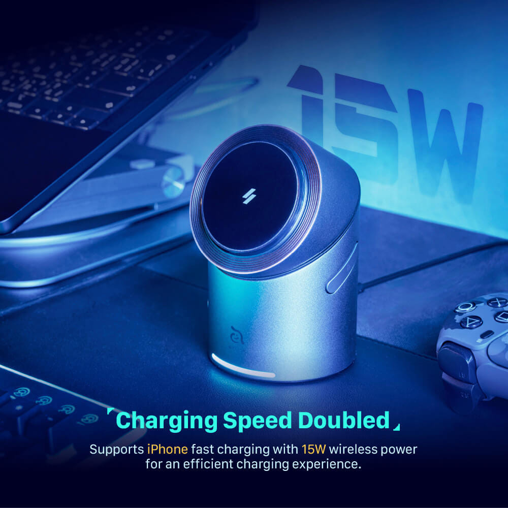 แท่นชาร์จไร้สาย ADAM elements Mag Tube Qi2 3-in-1 Intelligent Charging Station สีดำ
